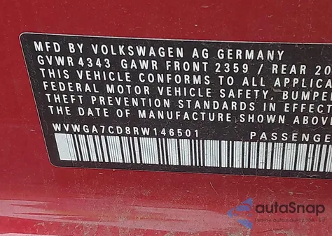 2024 Volkswagen Golf Gti 2.0T S z USA, uszkodzony, nr VIN WVWGA7CD8RW146501